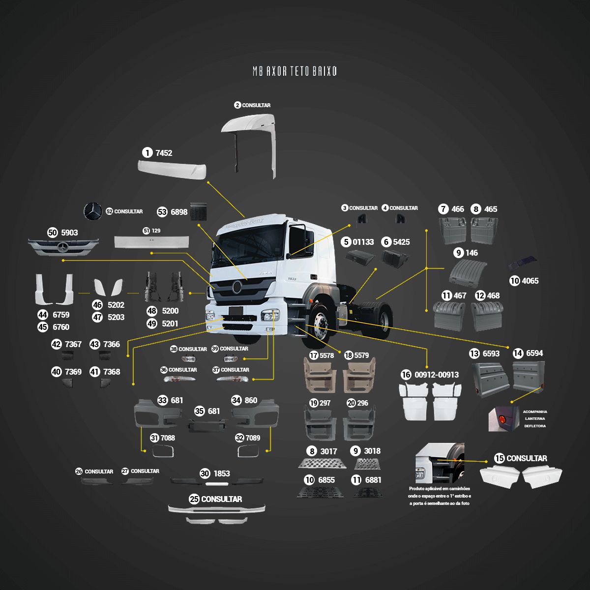 Pisante Superior Alumínio Mercedes-Benz Axor/1938/1944S